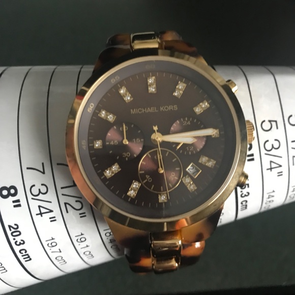 Michael Kors Showstopper Chronograph Tortoise Shell Women’s Watch MK5609 - Picture 11 of 16